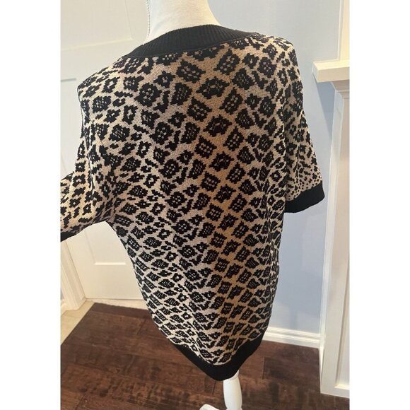 Maeve By Anthropologie Short Sleeve Sweater Animal Print Wool Cashmere Blend LG - Picture 8 of 11